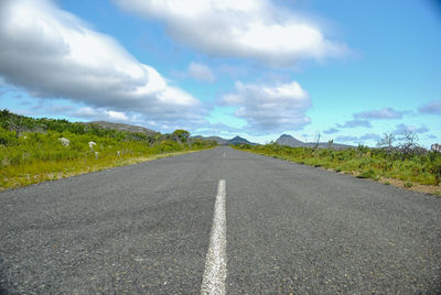 Surface level of road against sky