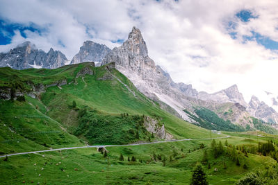 Scenic view of mountains against sky