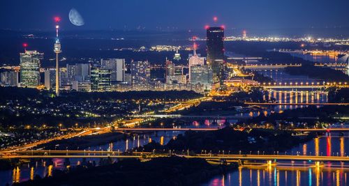 Illuminated city at night