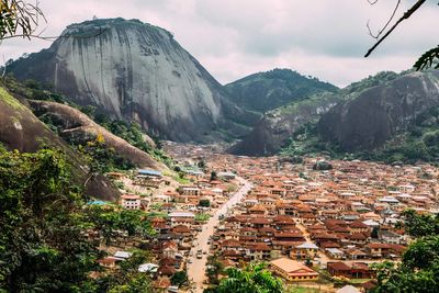 High angle view of town