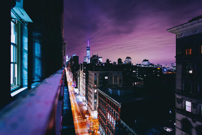 Illuminated city at night