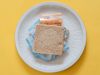 High angle view of breakfast in plate