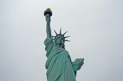 Low angle view of statue against clear sky