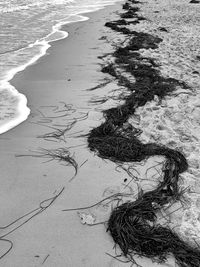 High angle view of shadow on beach