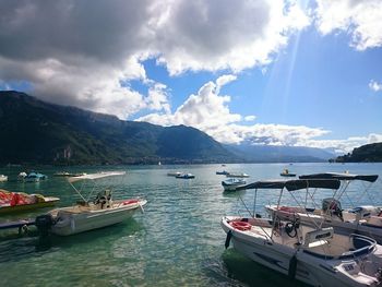 Boats sailing in sea