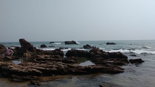 Scenic view of sea against clear sky