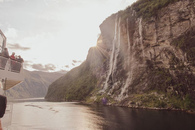 The marvelous seven sisters waterfall over a fjord