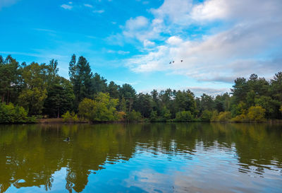 Scenic view of lake against sky