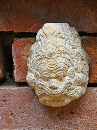 Close-up of carving on wall