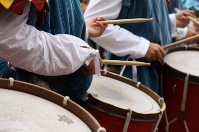 Group of people playing music in city