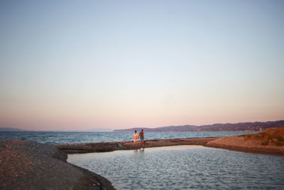 Scenic view of sea against clear sky