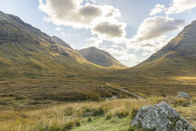 Scenic view of mountains against sky