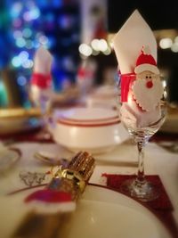 Close-up of christmas decoration on table