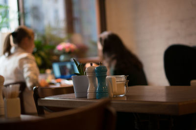 View of cafe table