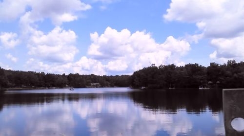 Scenic view of calm lake against sky