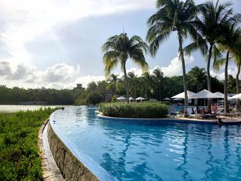 View of swimming pool in sea