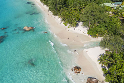 High angle view of people on beach