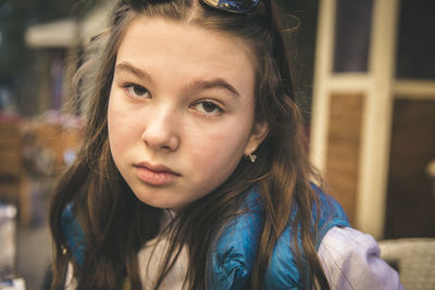 Close-up portrait of teenage girl