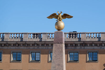 Low angle view of building against clear sky