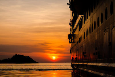 View of calm sea at sunset