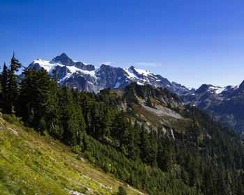 Scenic view of mountains against clear sky