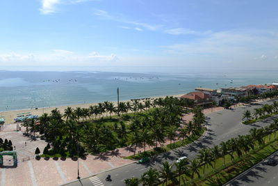 High angle view of sea against sky