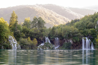 Scenic view of waterfall