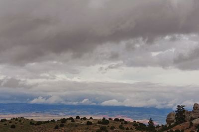 Panoramic view of sea and landscape against sky