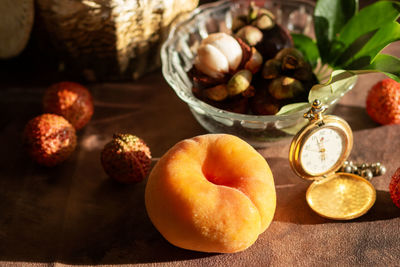 Close-up of fruits on table