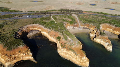 High angle view of river