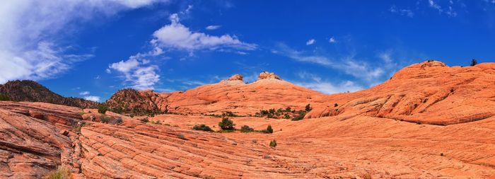 Panoramic view of rocky mountains against sky