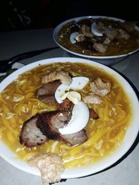 High angle view of meal served in plate