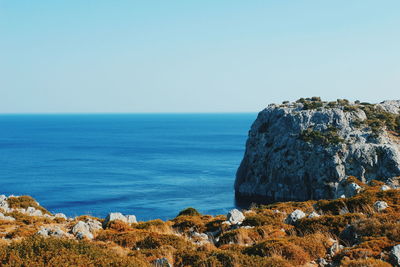 Scenic view of sea against clear sky