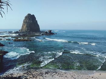 Scenic view of sea against clear sky