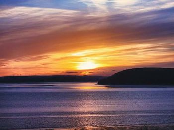 Scenic view of sea at sunset