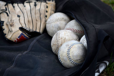 Close-up of balls on field