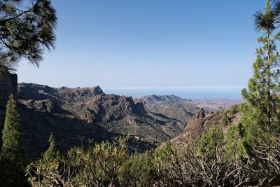 Scenic view of mountains against clear sky