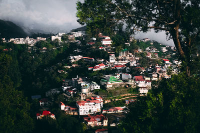 High angle view of townscape against sky