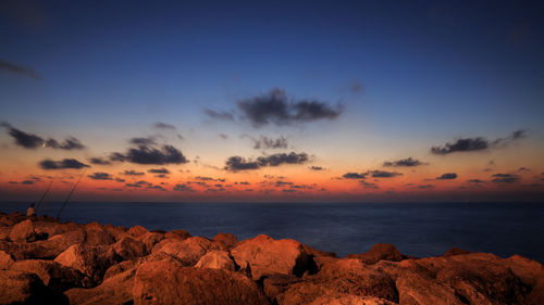 Scenic view of sea at sunset