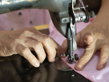 Close-up of hands working