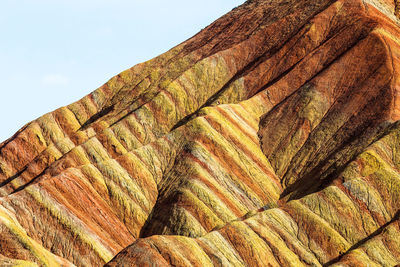 Low angle view of rock formation against sky