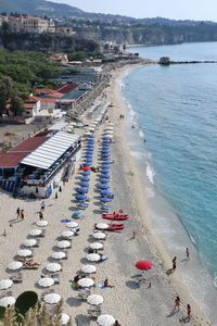 High angle view of people on beach