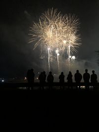 Firework display at night