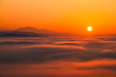 Scenic view of dramatic sky during sunset