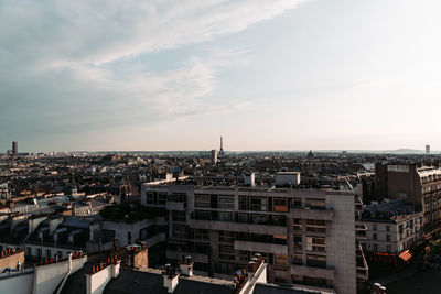 High angle view of buildings in city