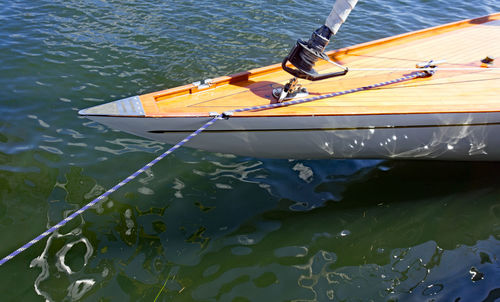 High angle view of sailboat on lake