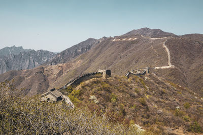 Scenic view of mountains against clear sky