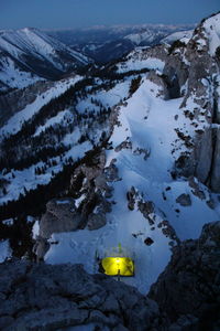 Scenic view of mountain during winter