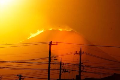 Low angle view of electricity pylon against sky