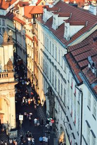 High angle view of buildings in city